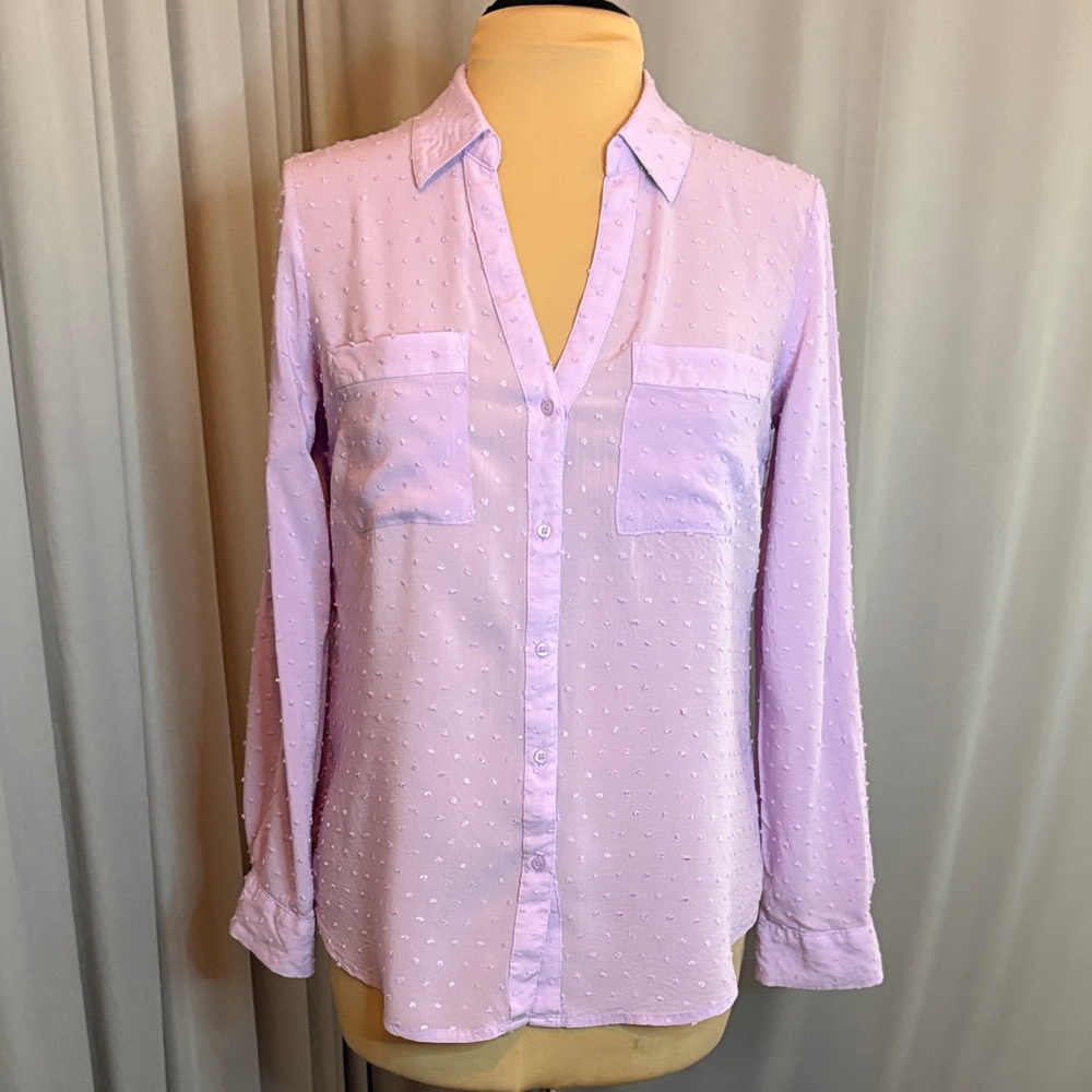 Candie's Women’s Lavender Long-Sleeve Button-Up Blouse